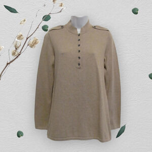 J Jill Tan Khaki Light Weight Fawn Heather Womens XS Long Sleeve Sweater New!